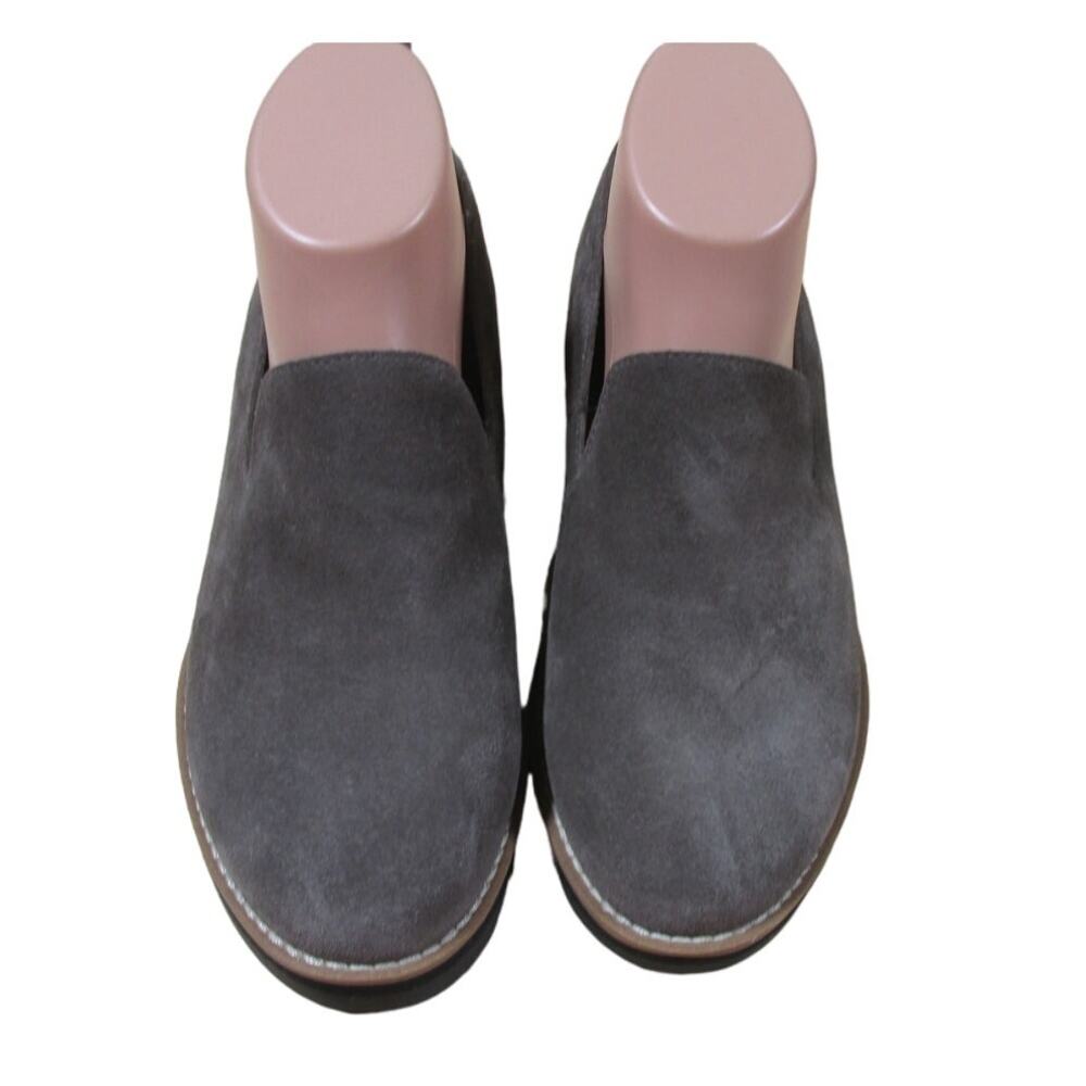 Eileen Fisher Gray Suede Slip On Platform Loafer Size 7 Pull Tab Round Toe NWOB - Picture 3 of 10